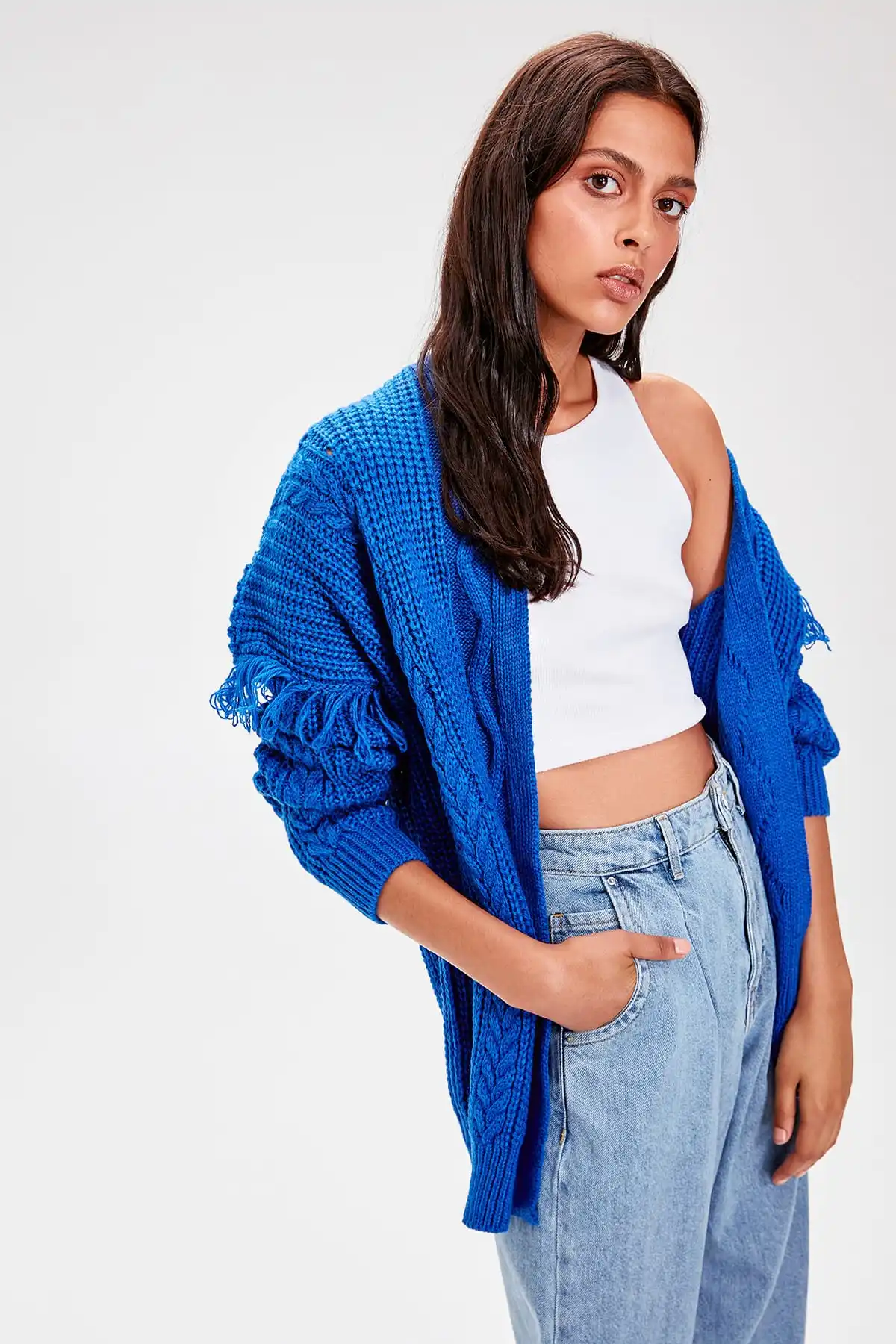 Trendyol Saks кардиган с бахромой TWOAW20HI0042| |