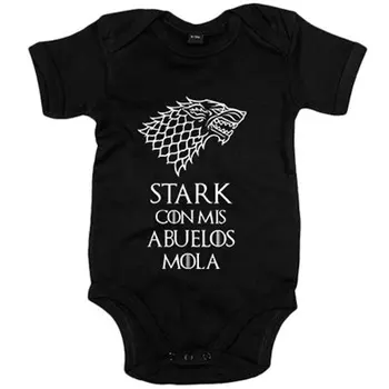 

Baby bodysuit phrase funny illustration Stark with my grandparents mola