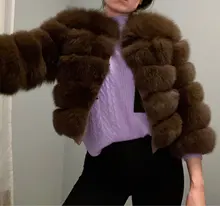 Maomaokong-Chaleco de piel de zorro Real Natural para mujer, 50CM, chaleco de piel de invierno, chaqueta, prendas de vestir a la moda silm, Chaleco de piel de zorro Real