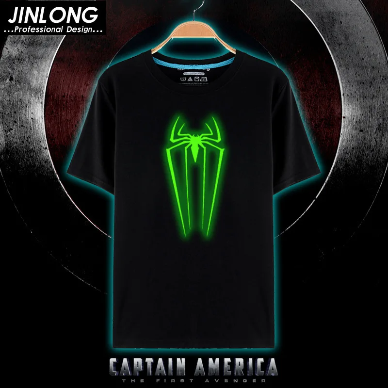 Мужская светящаяся футболка RL черная с коротким рукавом и принтом светится в