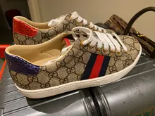 Zapatillas clásicas de piel para hombre y mujer, zapatos de skateboard de alta calidad con bordado de ACE, serpiente Tigre, rayas, color blanco