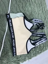 Bra-Top Underwear Letter Gym-Wear Yoga-Bra Fitness Push-Up Sports Running Cotton Solid