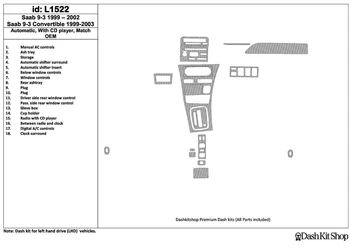 

Interior lining for Saab 9-1999-2002. Set L1522.