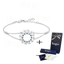 S925 классический элегантный темперамент Naeli белый синий радуга и прямоугольный кристалл женский браслет Пара романтический подарок