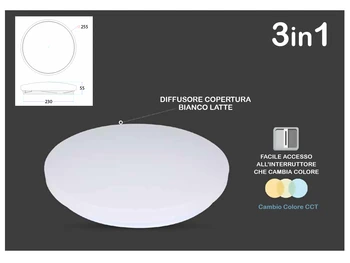 

Led ceiling lamp ceiling round 12W D255mm CCT changing color 3 in 1 3000K 4000K 6400K SKU-7603