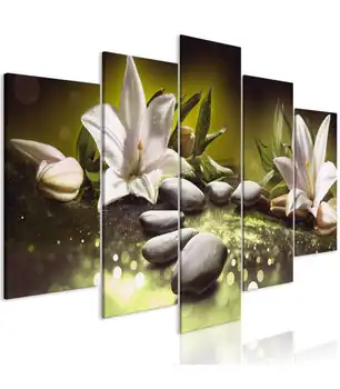

Picture-Lilies and Stones (5 Parts) Wide Green