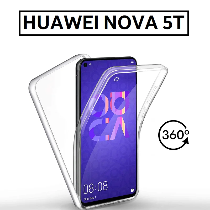 Прозрачный силиконовый чехол для HUAWEI NOVA 5 T с полным покрытием 360 дюйма передний +