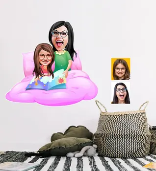 

Personalized Mother Girl Caricature Of Wall Sticker (50x70cm) 3 Special Design Personalized Picture Photo Gift Options