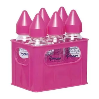 

DBB REMOND Set of 6 glass bottles 240 ml + bottle Holder-Pink