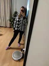 White Sweater Turtleneck Long Pullover Simplee Knitted Houndstooth Black Women Warm Fashion