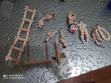 Bird Parrot Toys Ladders Cockatiels Wooden Climbing Cage-Supplies Perches Hanging-Swing-Hammock