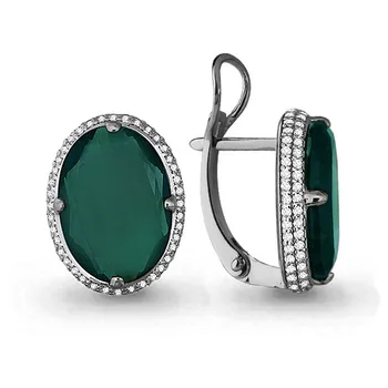 

Earrings made of silver with agate Green and cubic zirconia