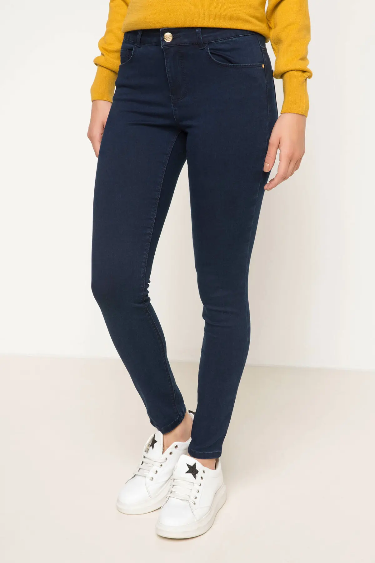 DeFacto новые модные женские узкие джинсовые брюки Женские однотонные повседневные