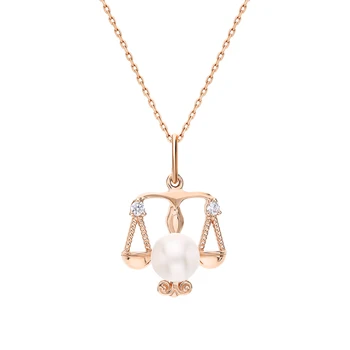 

Gold pendant with cubic zirconia and pearls cultured sunlight sample 585