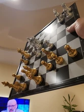 Ajedrez Medieval conjuntos con magnético tablero de ajedrez de oro plata piezas de ajedrez juegos figura