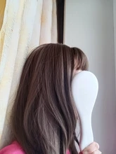 EASIHAIR-Peluca de cabello sintético para dama, cabellera artificial liso con flequillo, longitud media, color gris degradado, resistente al calor, Cosplay