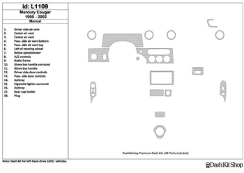 

Interior lining for Mercury Cougar 1999-2002. Set L1109.