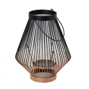 

FAROL. Manufactured in METAL and CUP CANDLE HOLDER in crystal. Copper Color and black. Dimen high 28CM X width 21CM.Ideal for your Terrace