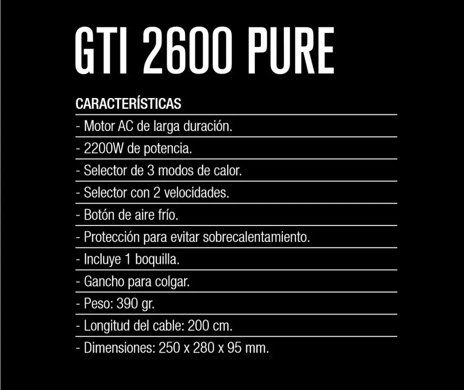 Secador de pelo Postquam ITALIAN DESIGN profesional GTI 2600 PURE PLUS  2200w color blanco IDEGTIPUREPLUS|Secadores de pelo| - AliExpress