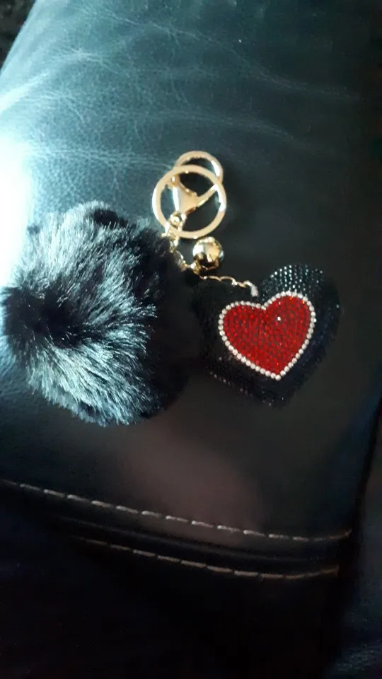 Porte-clé Cœur : Pompon et Strass