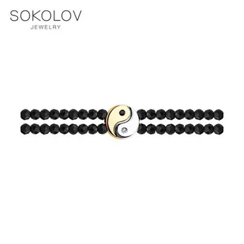 

Bracelet SOKOLOV gold with clear and Black Diamond, fashion jewelry, 585, women's male