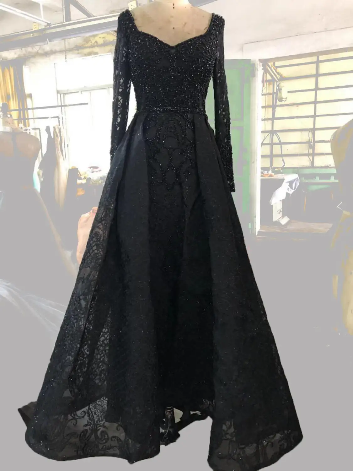 Роскошные вечерние платья Длинные robe de soiree бисер с длинным рукавом Формальное платье для выпускного Дубай вечерние платья abiye gece elbisesi - Цвет: as picture