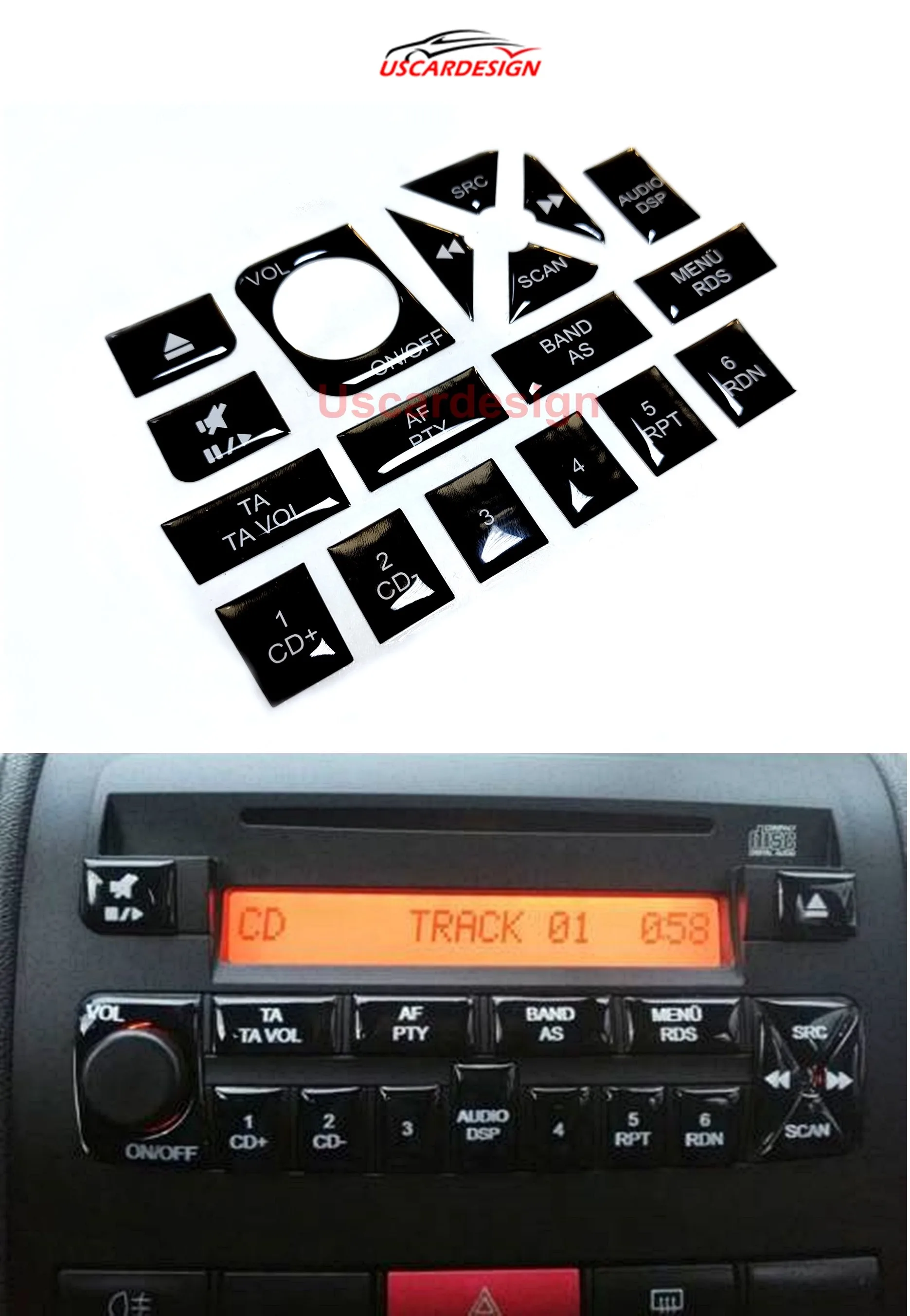

For Fiat Albea Multimedia, Tape, Cd Player Buttons Replacement Set