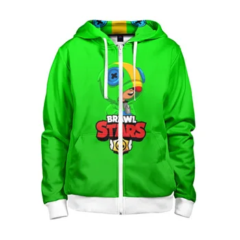 

Children's sweatshirt 3D with zipper Brawl Stars Leon (Hood)