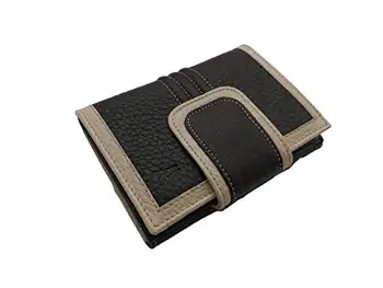 

Wallet for women in leather, two separate departments wallet, wallet and card holder, 13x10 cm. (Brown-Beige)