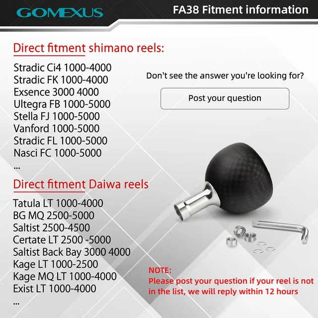 GOMEXUS 탄소 섬유 파워 노브, 시마노 스트라딕 Ci4 + 다이와 타툴라 LT 스피닝 릴 핸들 교체 EVA 라운드 K 호환