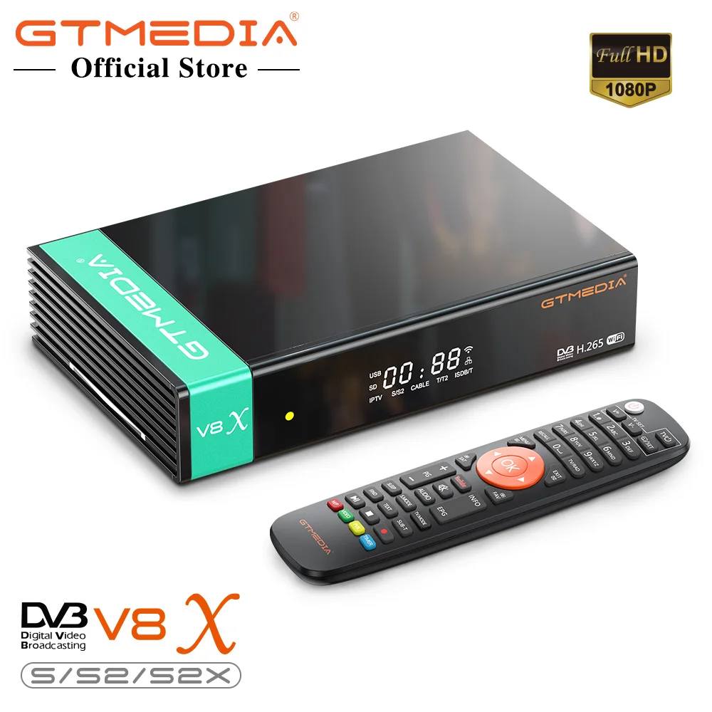 Приемник для спутникового ТВ Gtmedia V8X обновленный аналогичный V8 NOVA gt media V7 S2X Pro usb WiFi