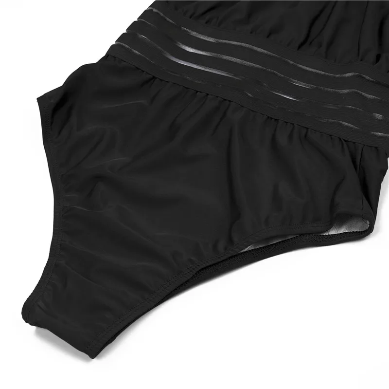 Сексуальный сдельный Купальник для женщин с высокой горловиной, бандажный купальник с перекрестной спинкой, монокини, черный купальник для женщин, купальный костюм