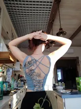 Sujetador deportivo para mujer, Top de Yoga acolchado, ropa interior de vendaje, chaleco sujetador Sexy para deportes de interior, entrenamiento, correr, Fitness, Tops cortos