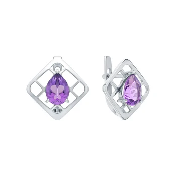 

Silver earrings with amethyst sunlight sample 925