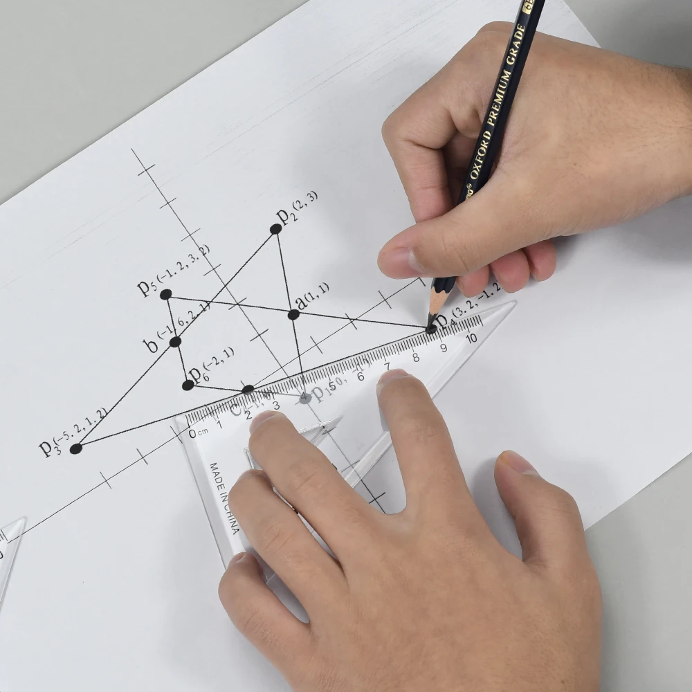 JS-2015 4 pcs/ set high quality ruler protractor student mathematics geometry plastic triangle ruler set office school supplies