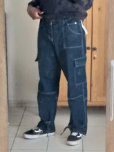 Pantalones vaqueros de pierna ancha para hombre, jeans holgados rectos, ropa de calle para hombre, pantalones de Skateboard informales de Hip Hop, pantalones neutrales de S-5XL