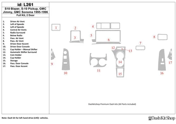 

Interior lining for Chevrolet S-10 1995-1996. Set L261.
