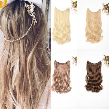 

XINRAN Straight Fishline Wave Fishline Wig Hair Extensions Pure Color Hair Extension Wig High Temperature Hair Extension