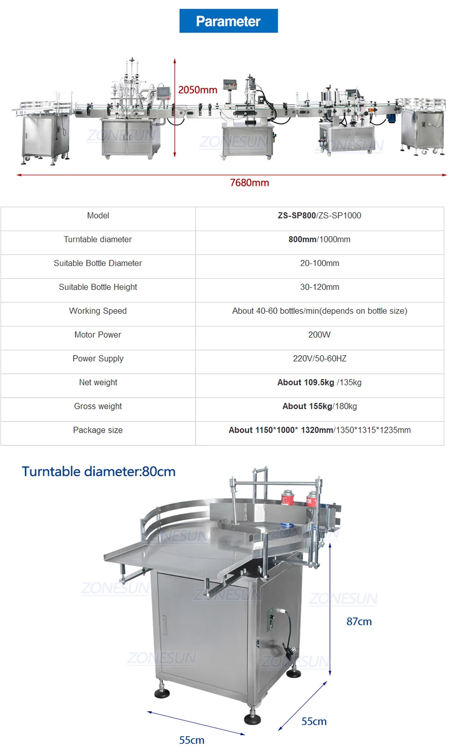 ZONESUN ZS-FAL180R5 Automatic Liquid Piston Filling Capping And Labeling Machine