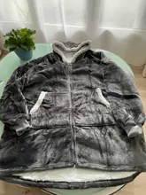 Oversized Hoodie Blanket Sweatshirt Sherpa Plaid Giant Female Femme Winter Fleece Women