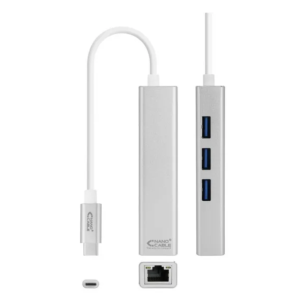 USB 3 0 конвертер Gigabit Ethernet NANOCABLE 10.02.0404 Silver| |