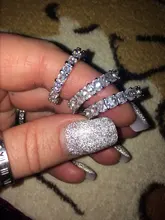 Huitan-Anillo de lujo para mujer, Micro pavé grande redondo/cuadrado/ovalado de CZ, joyería de boda, regalo de amor para esposa, alta calidad