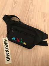 Mujer de dibujos animados lindo dinosaurio bordado Cintura amplia bolsa móvil Harajuku negro púrpura Banana Fanny Pack Bel Cantasi 186