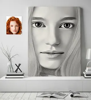 

Personalized Women 'S Charcoal Artistic Portrait Design Canvas Table 70x100cm-24