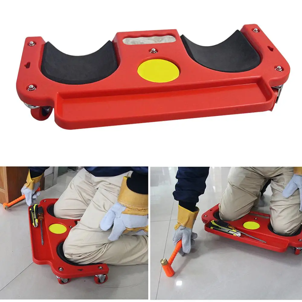 

Rolling Knee Protection Pad with Wheels Built in Foam Padded Creeper Platform Convenient Placement of Built-In Pallets