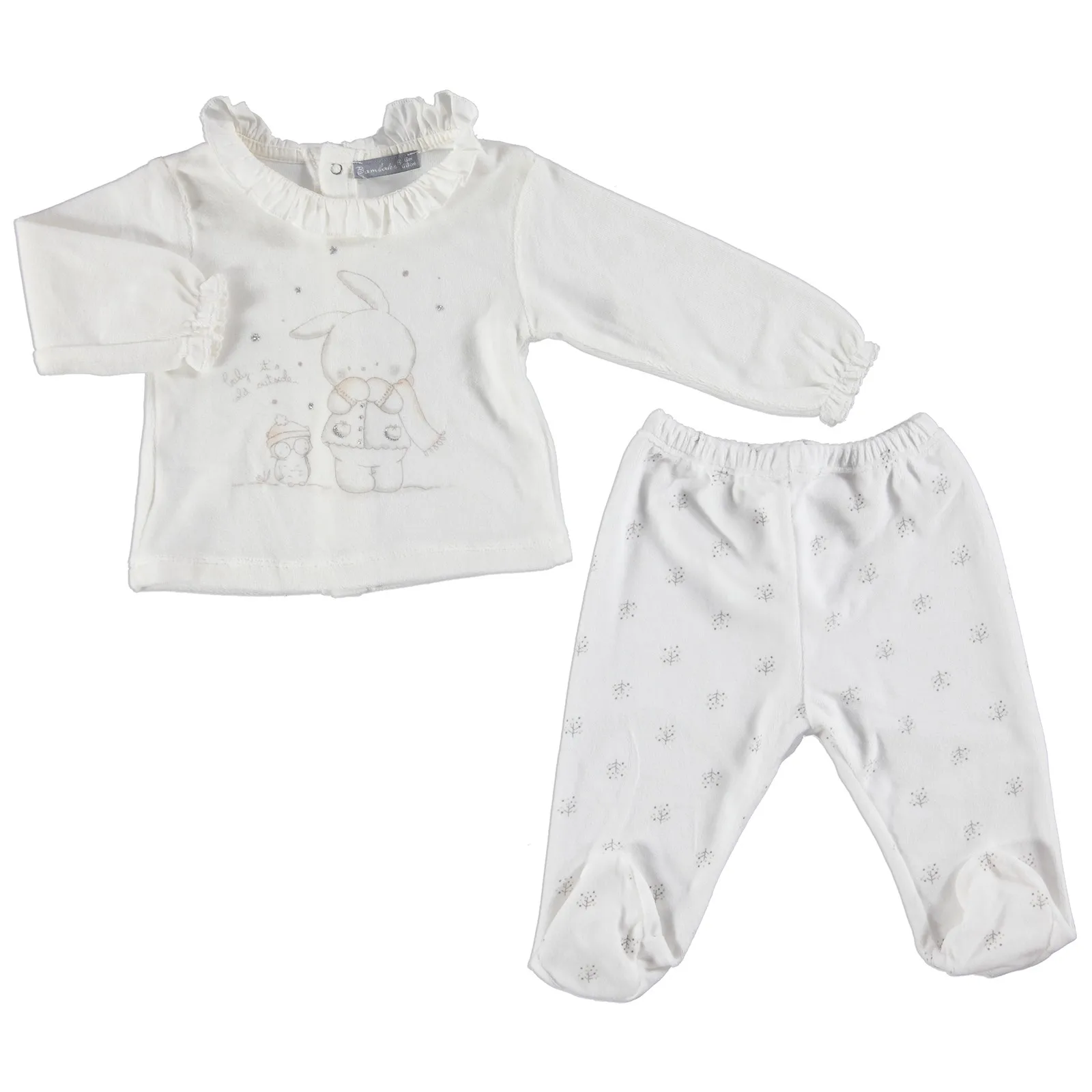

ebebek Bambaki Baby Girl Velvet Sweatshirt Footed 2 Pack Set