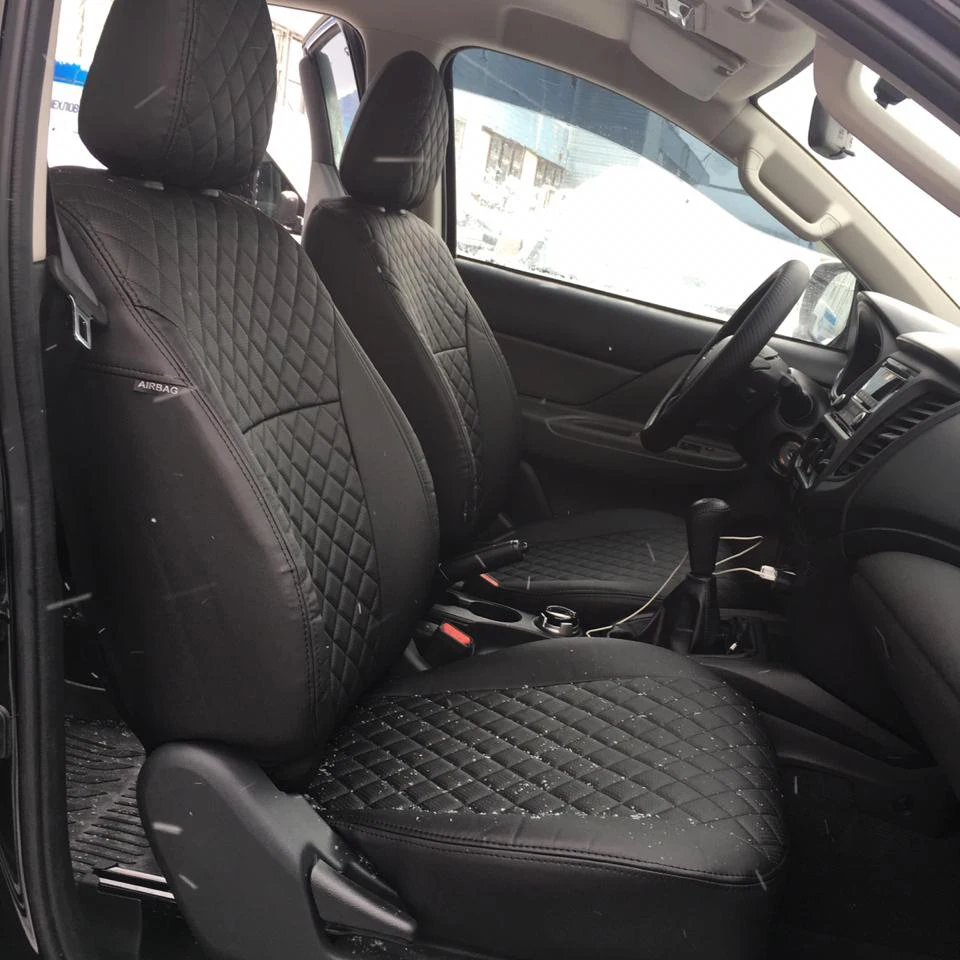 Для Mitsubishi L200 V / Fiat Fullback I c 2015-2020 гв. модельные чехлы на сиденья из экокожи [Модель