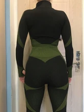 Ropa de deporte sin costuras para mujer, conjunto de ropa para hacer ejercicio, traje para entrenamiento, yoga, running, correr, gimnasio, manga larga, femenino