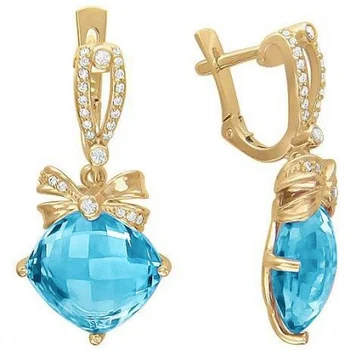 

Esthete earrings with Topaz and cubic zirconia in red gold