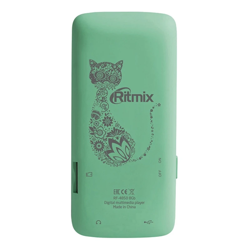 MP3 плеер RITMIX RF-4850 8Gb Mint (Частота 20-20000 Гц, 32 Ом, Жк дисплей, 8 Гб + MicroSD, стерео разъем 3,5 мм)